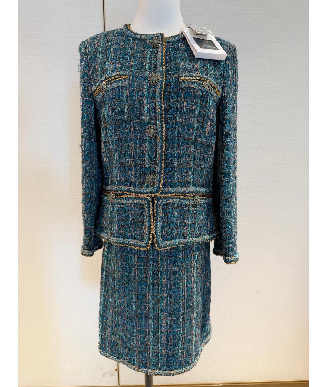 CHANEL Бирюзовый хлопковый костюм с юбками, фото 8