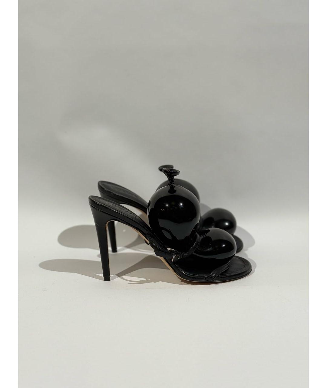 LOEWE Черные кожаные босоножки, фото 7