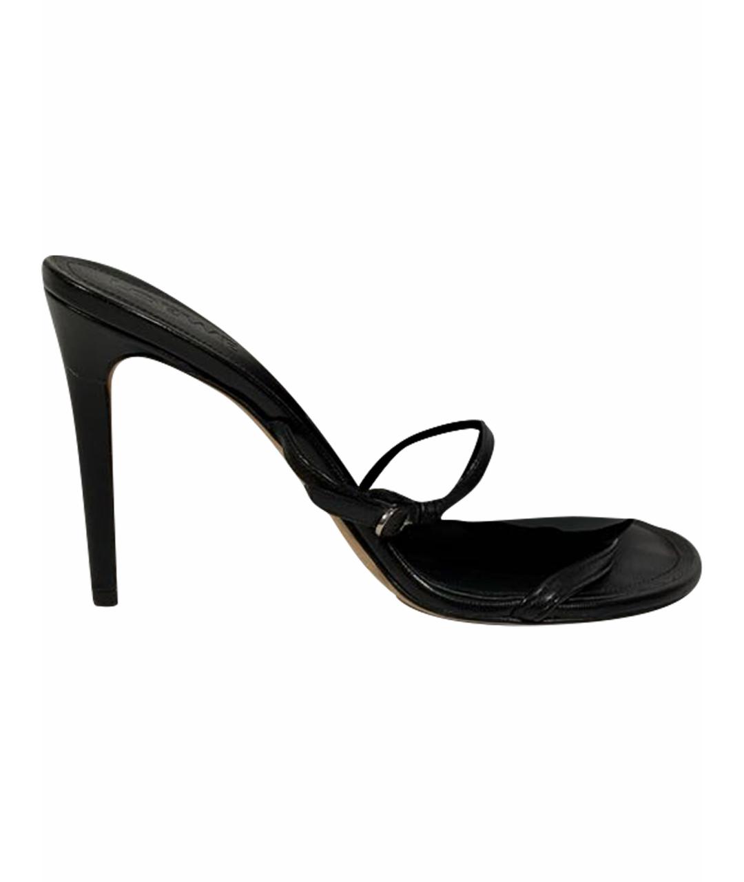 LOEWE Черные кожаные босоножки, фото 1