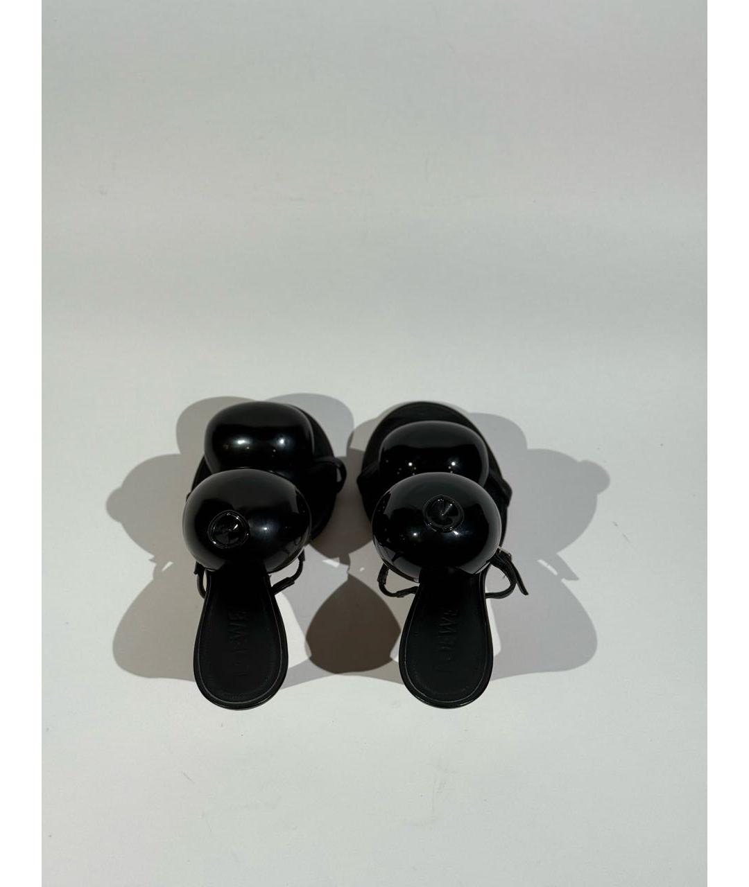 LOEWE Черные кожаные босоножки, фото 3