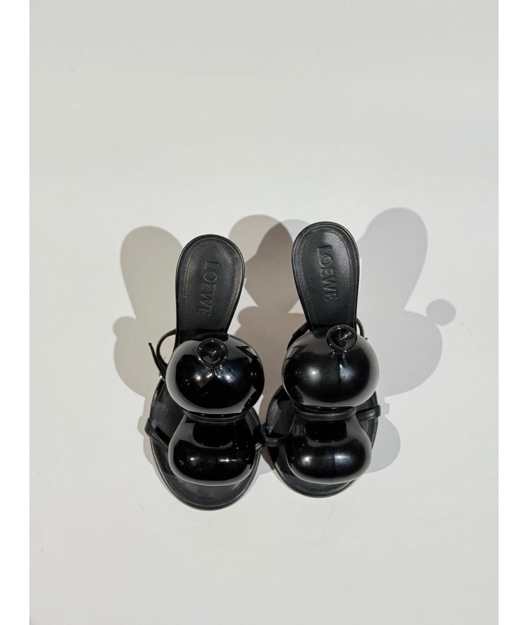 LOEWE Черные кожаные босоножки, фото 2