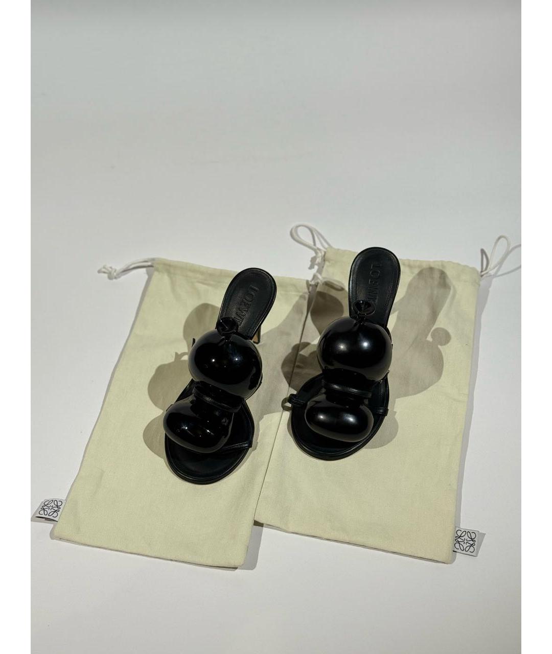 LOEWE Черные кожаные босоножки, фото 6