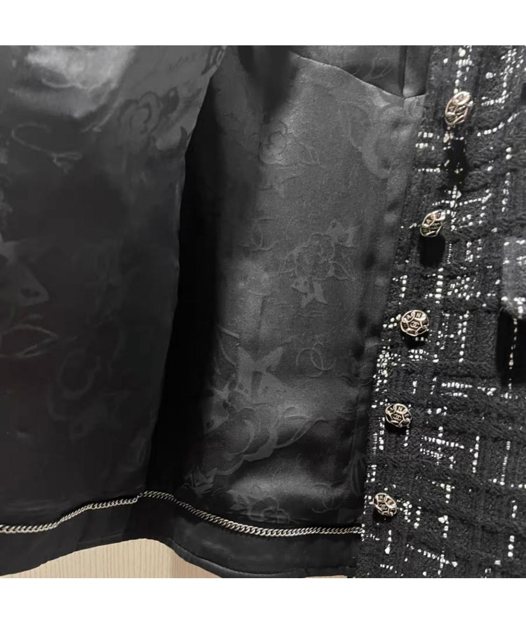 CHANEL Черный твидовый жакет/пиджак, фото 6