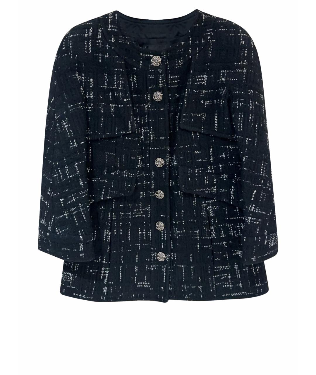 CHANEL Черный твидовый жакет/пиджак, фото 1