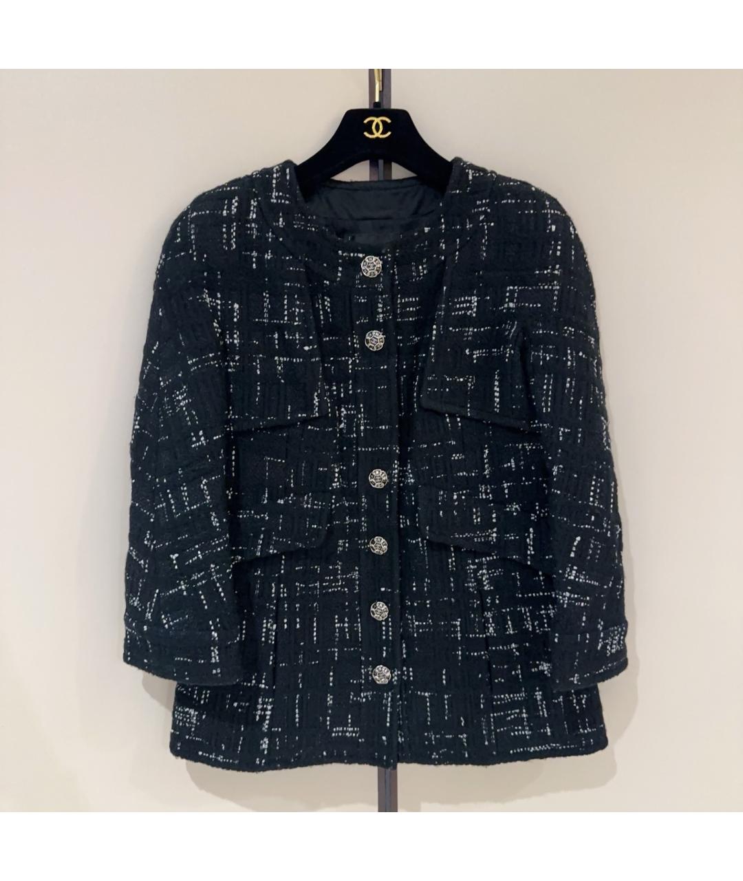 CHANEL Черный твидовый жакет/пиджак, фото 2