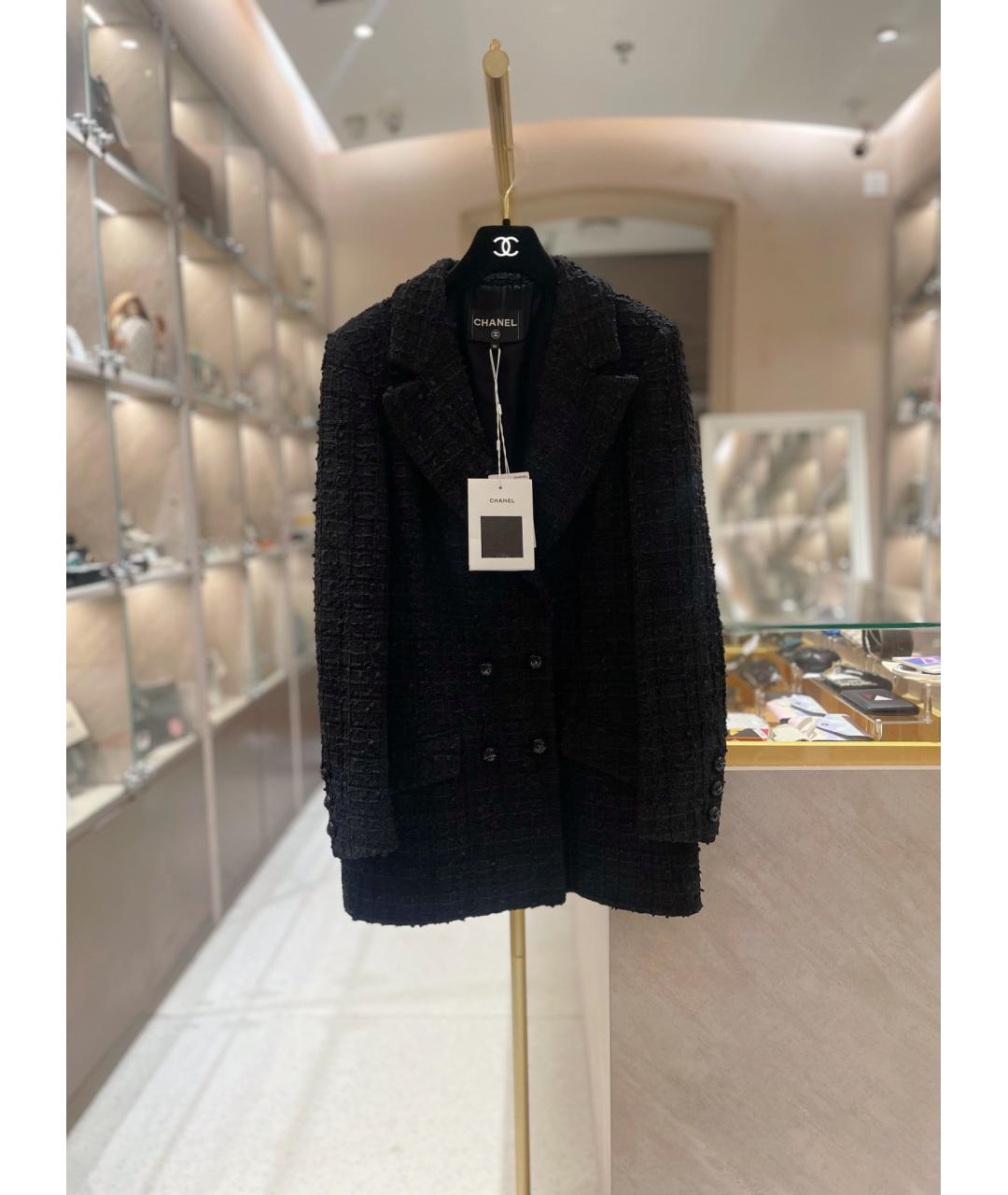 CHANEL Черное шерстяное пальто, фото 7