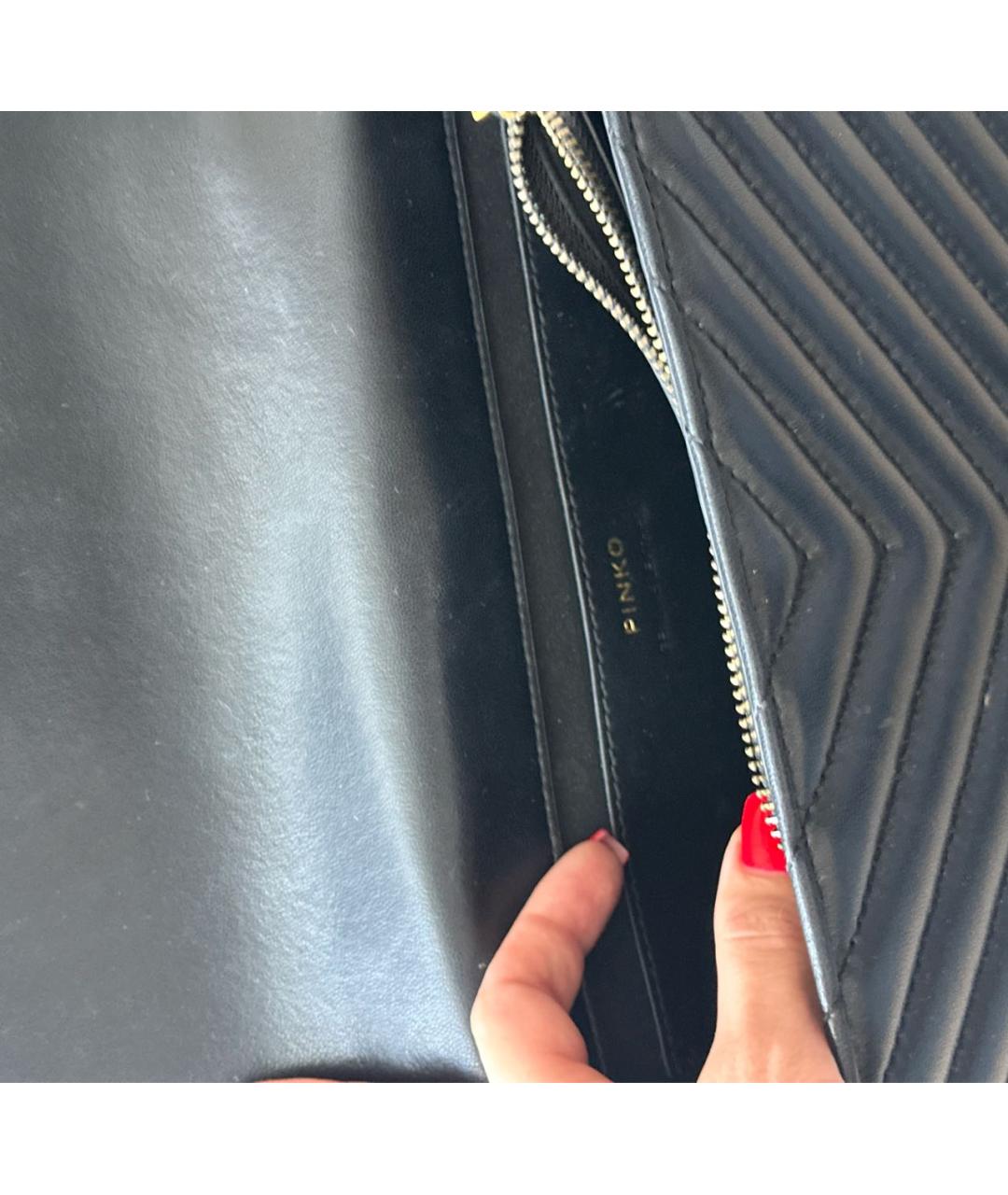 PINKO Черная кожаная сумка через плечо, фото 4