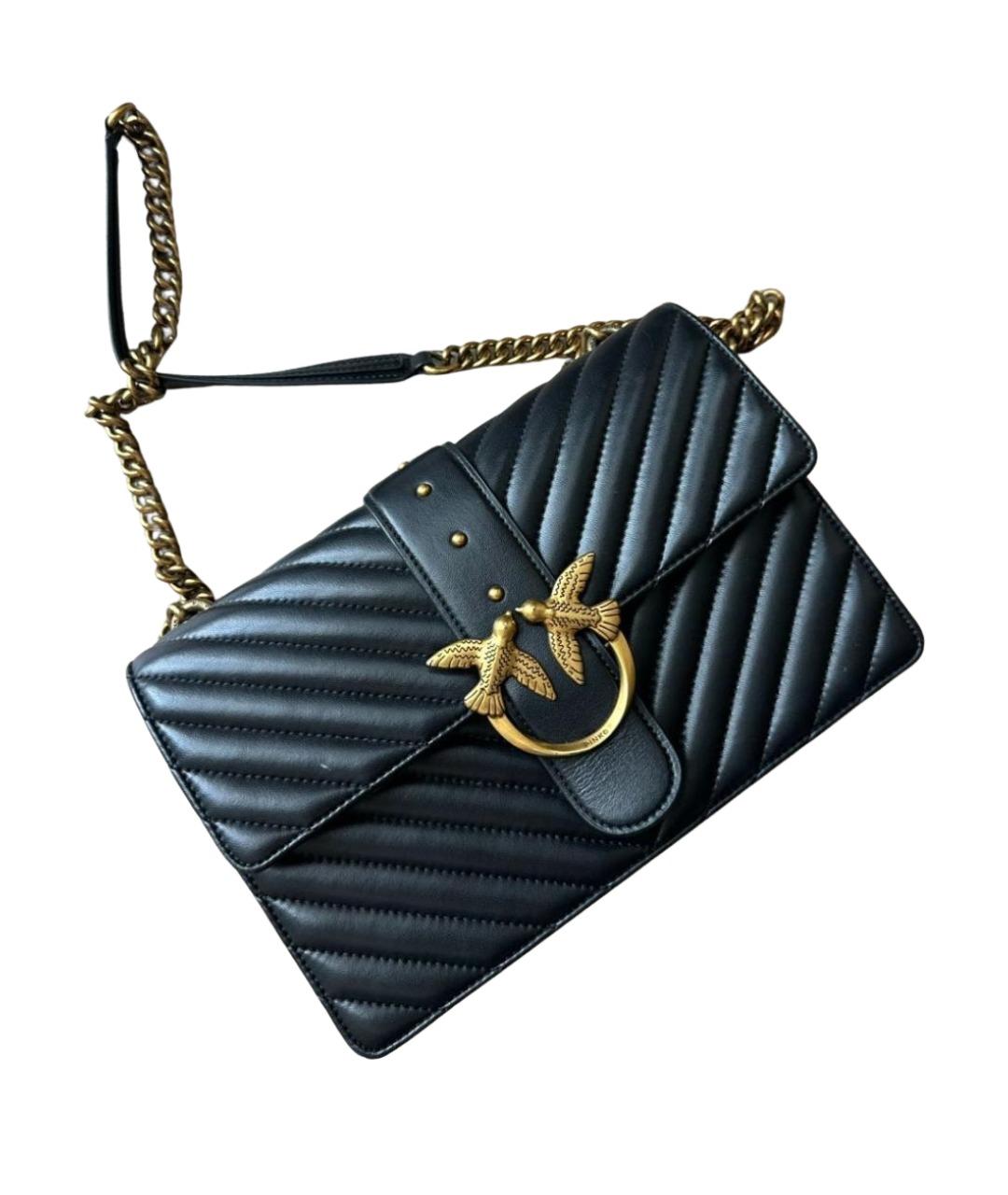 PINKO Черная кожаная сумка через плечо, фото 1