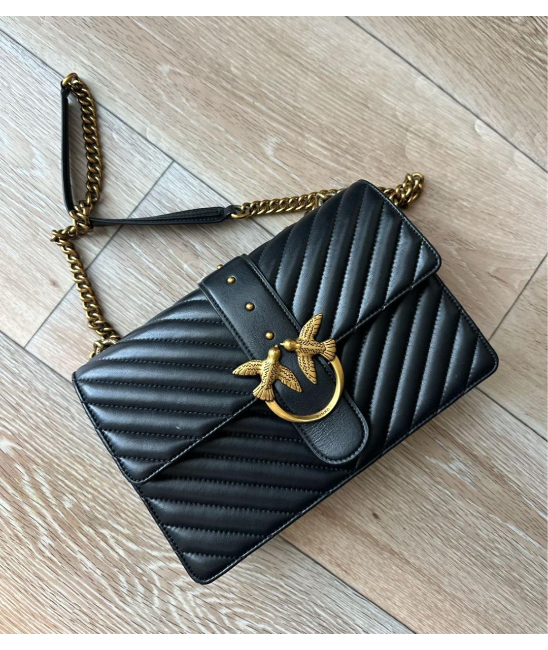 PINKO Черная кожаная сумка через плечо, фото 5