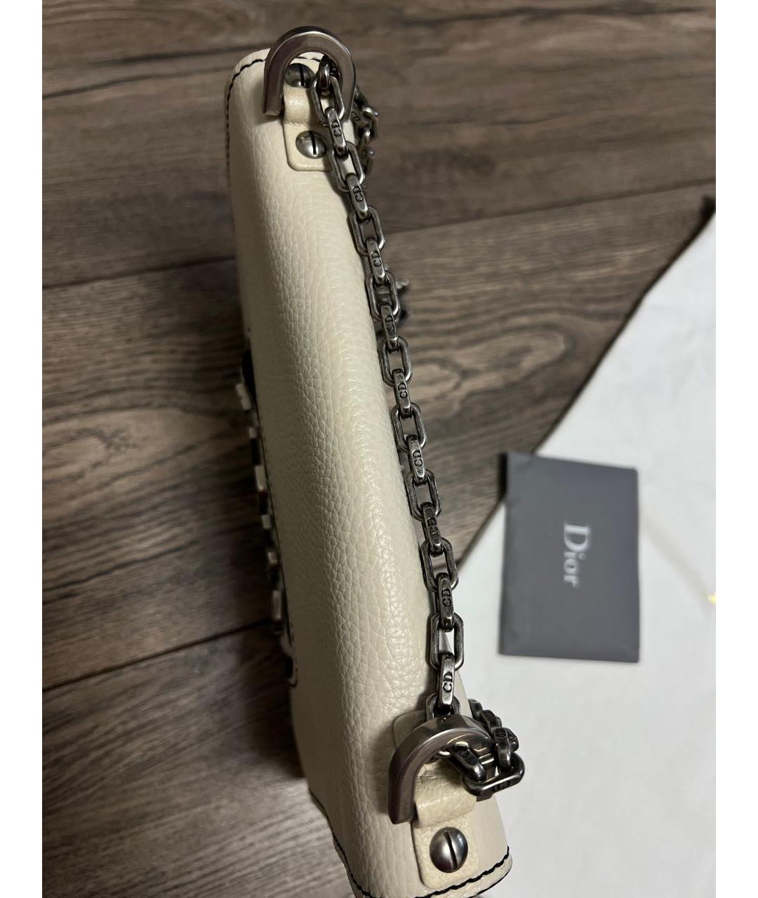 CHRISTIAN DIOR Бежевая кожаная сумка через плечо, фото 7