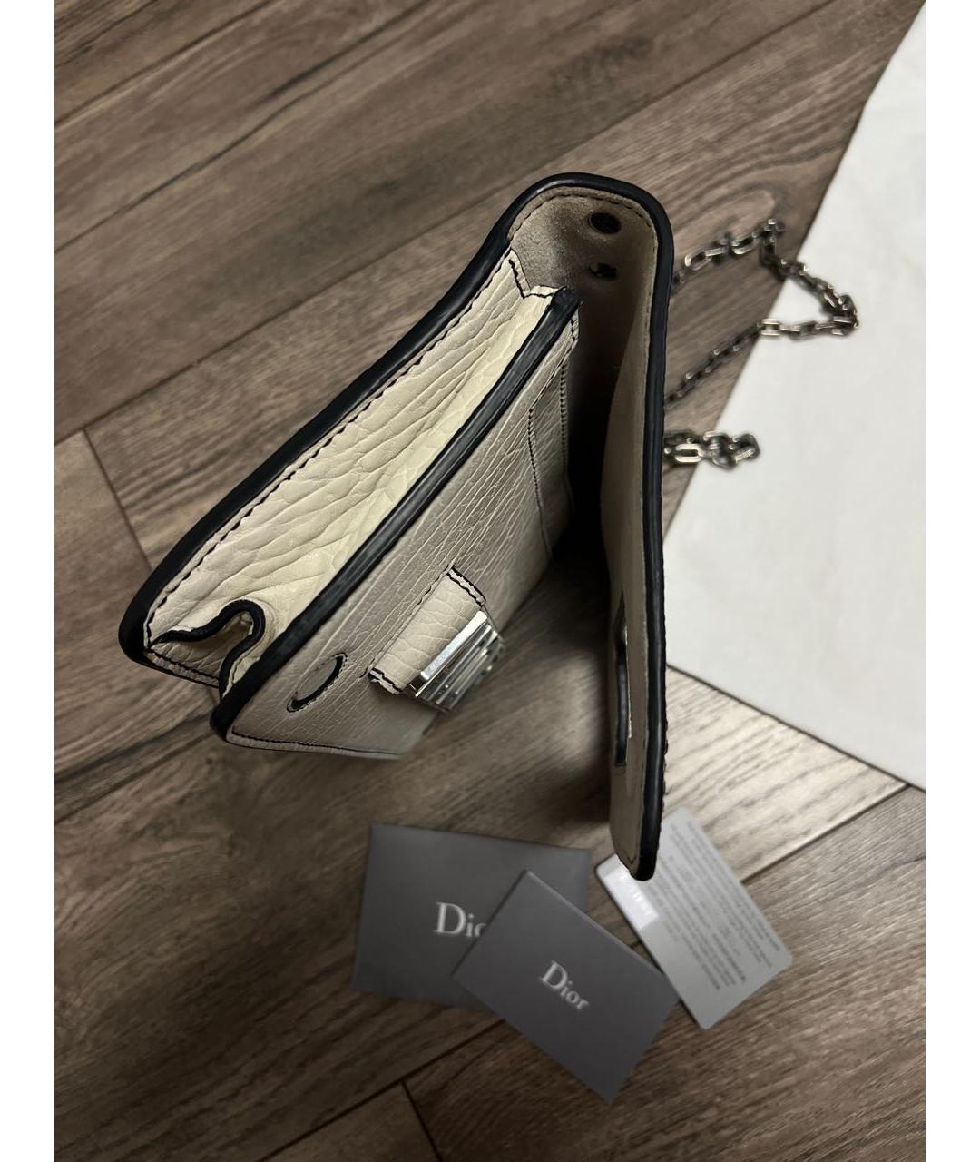 CHRISTIAN DIOR Бежевая кожаная сумка через плечо, фото 2