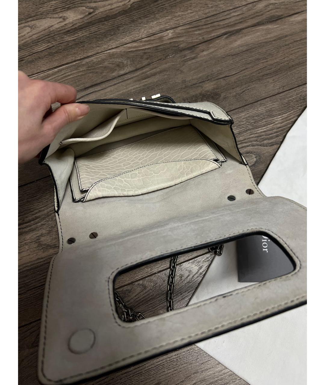 CHRISTIAN DIOR Бежевая кожаная сумка через плечо, фото 4