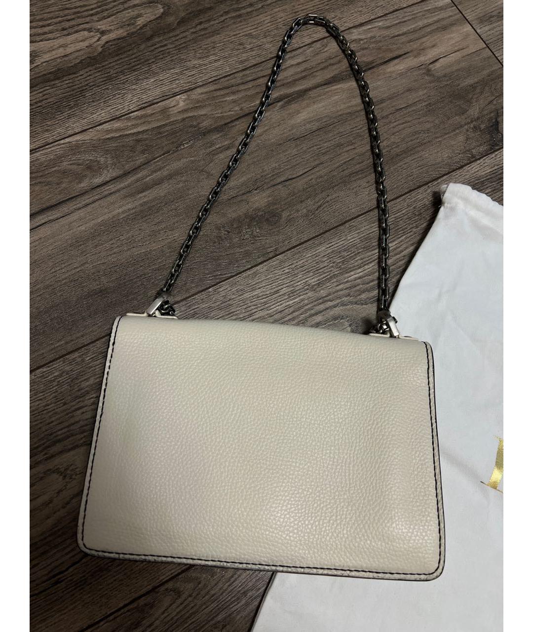 CHRISTIAN DIOR Бежевая кожаная сумка через плечо, фото 3