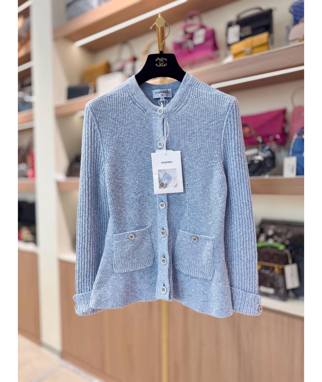 CHANEL Голубой шерстяной кардиган, фото 2