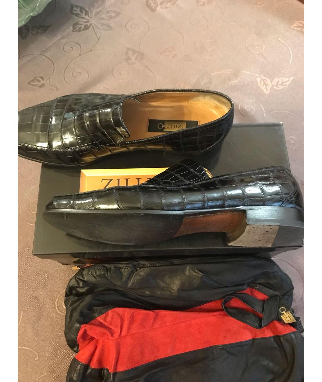 ZILLI Черные лоферы из экзотической кожи, фото 7