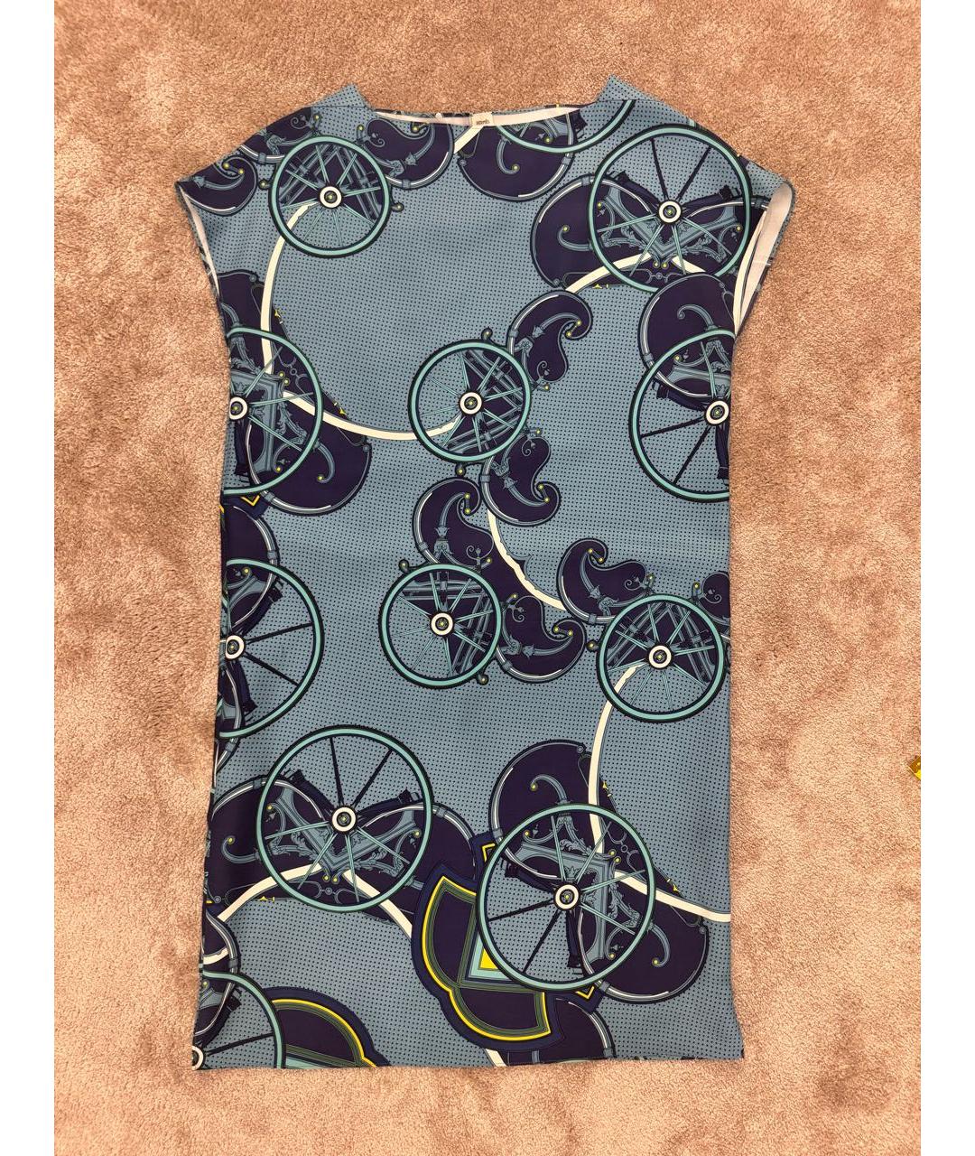 HERMES Голубое шелковое повседневное платье, фото 6