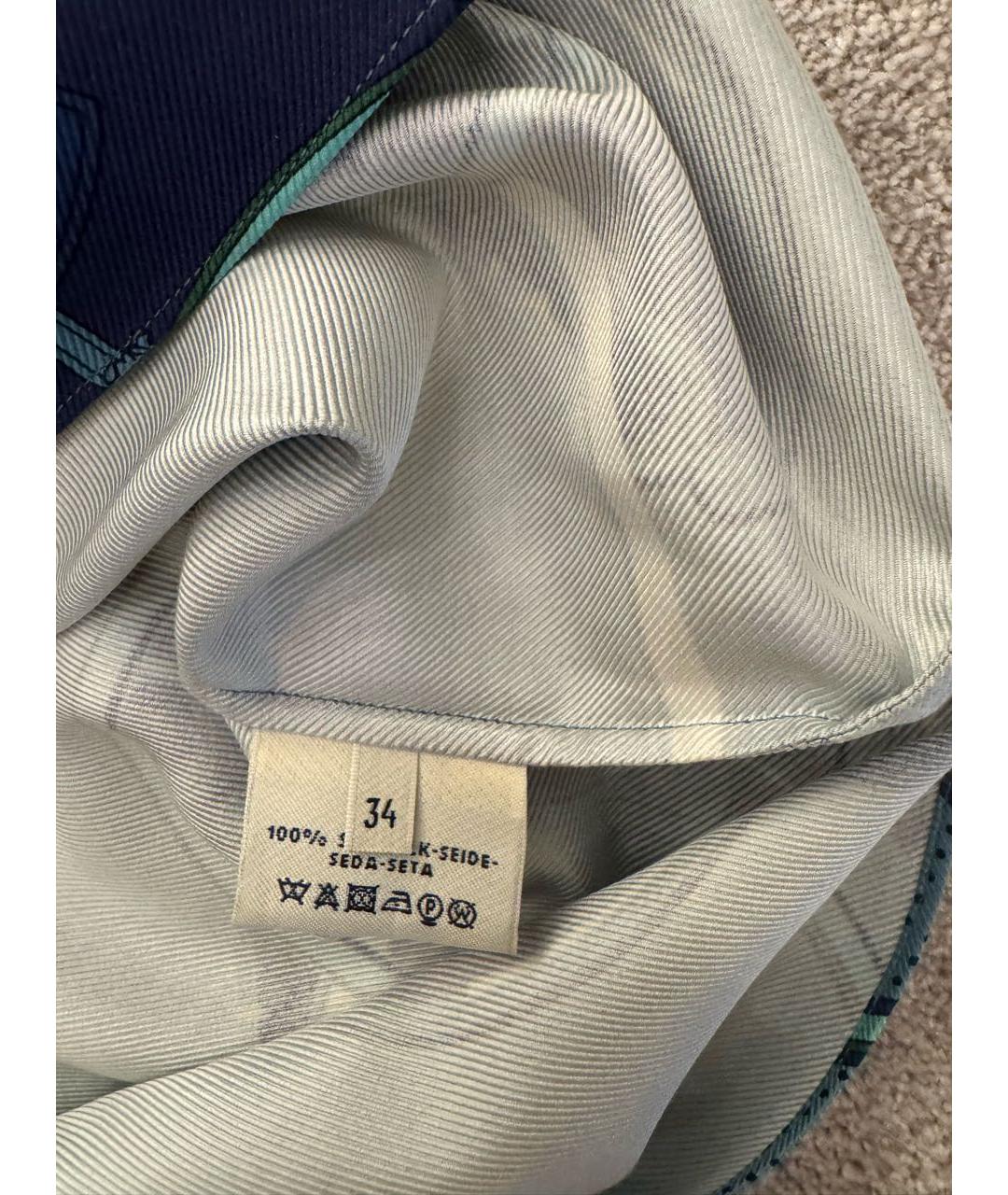 HERMES Голубое шелковое повседневное платье, фото 5