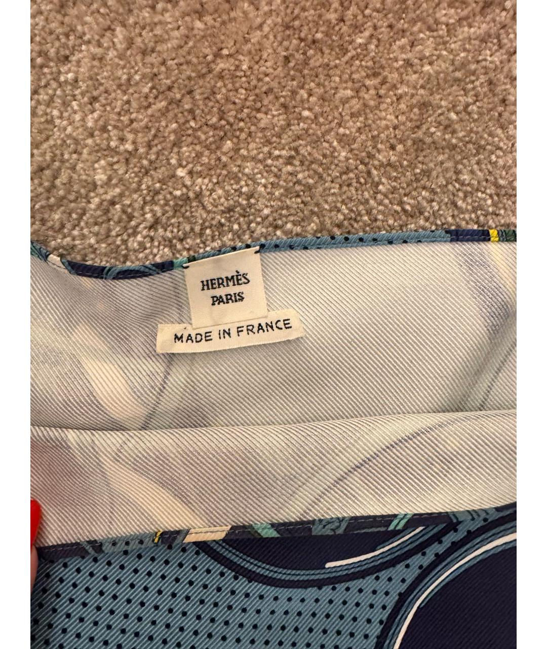 HERMES Голубое шелковое повседневное платье, фото 4