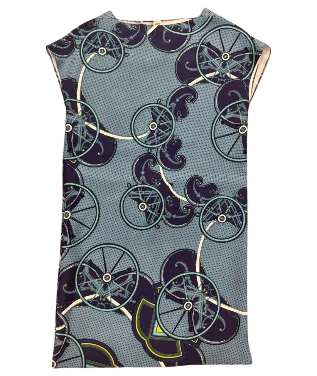 HERMES Голубое шелковое повседневное платье, фото 1