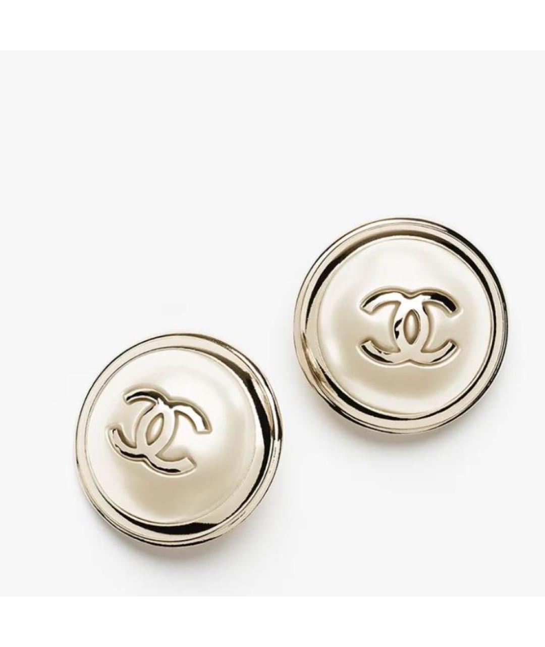 CHANEL Бежевые металлические клипсы, фото 5