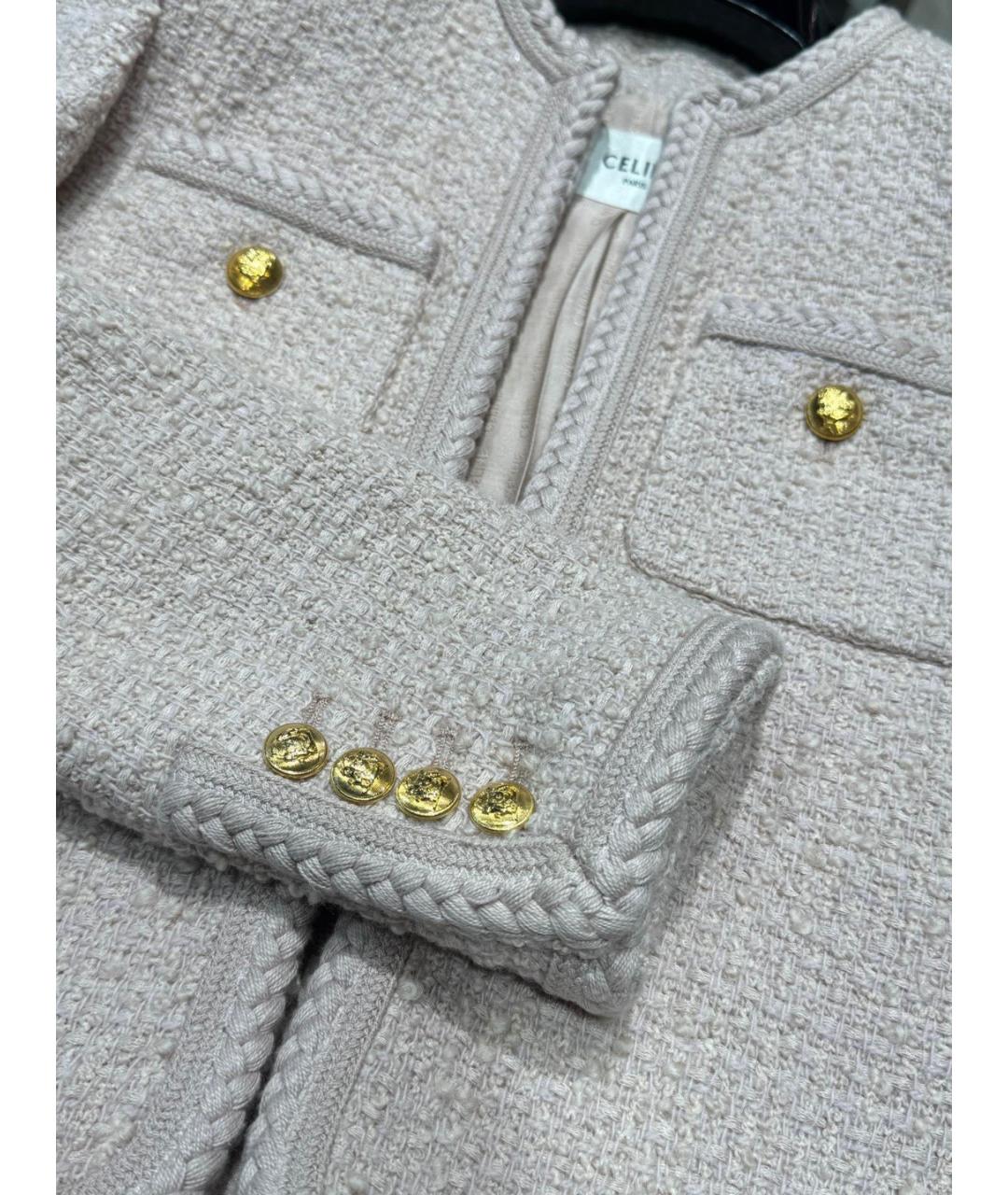 CELINE Розовый твидовый жакет/пиджак, фото 4