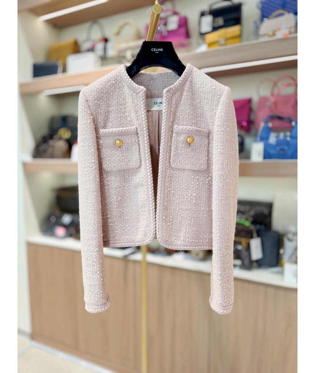 CELINE Розовый твидовый жакет/пиджак, фото 2
