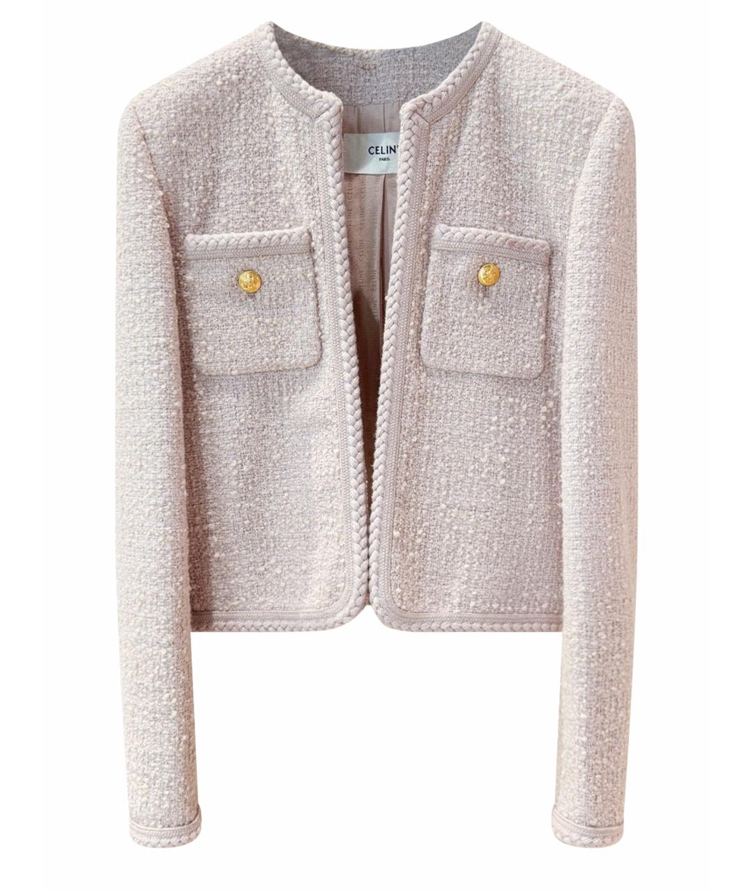 CELINE Розовый твидовый жакет/пиджак, фото 1