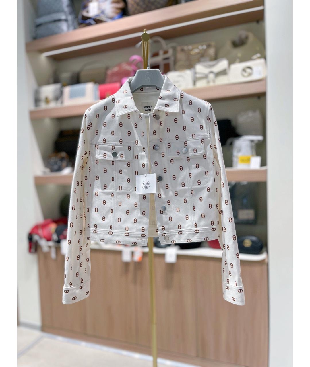 HERMES Белое хлопковое пальто, фото 2