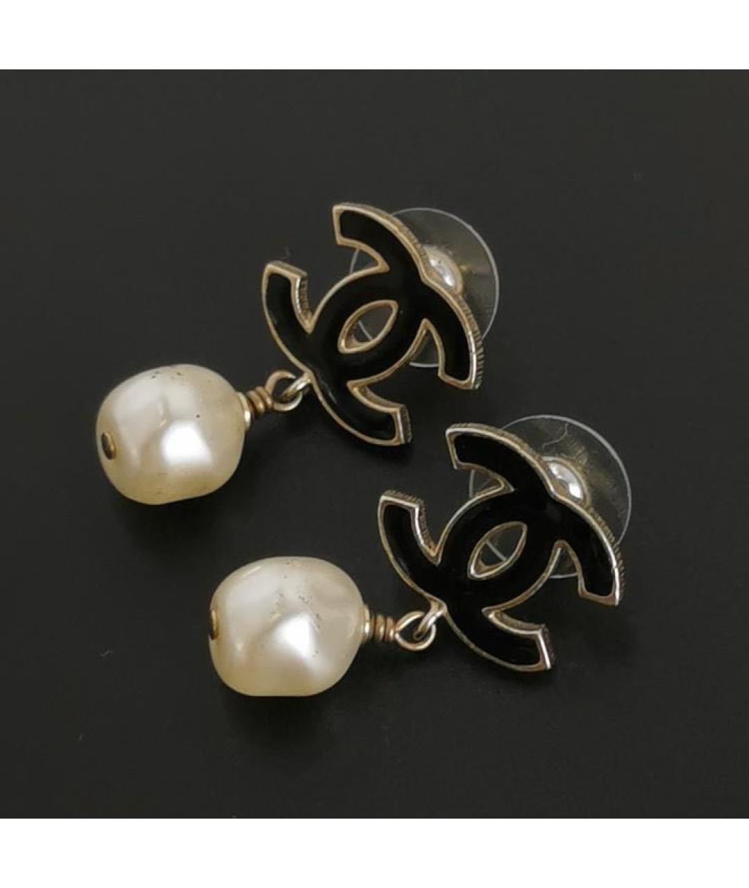 CHANEL Черные металлические серьги, фото 5