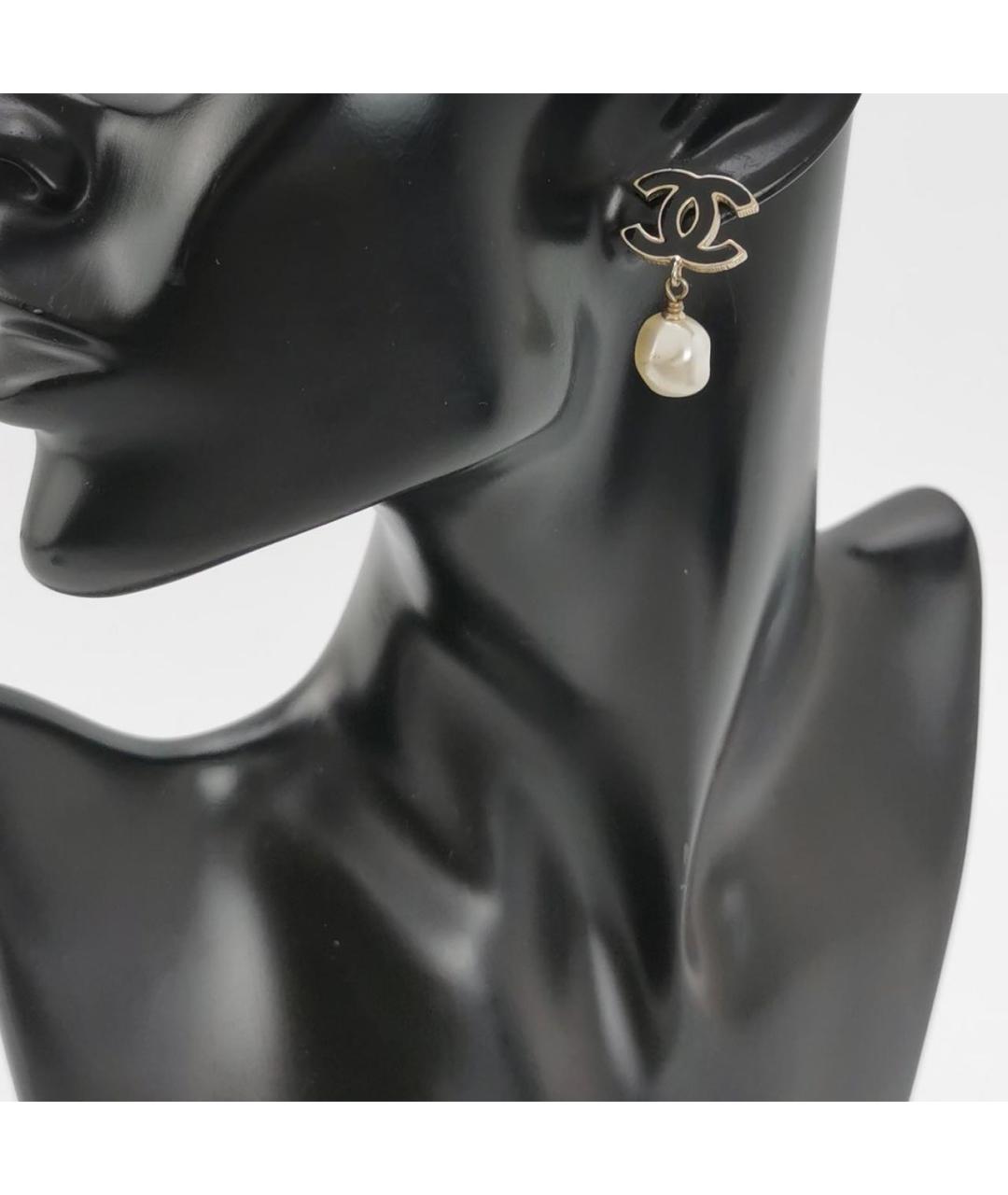 CHANEL Черные металлические серьги, фото 2