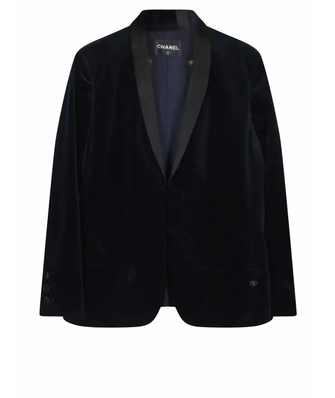 CHANEL Темно-синий хлопковый жакет/пиджак, фото 1