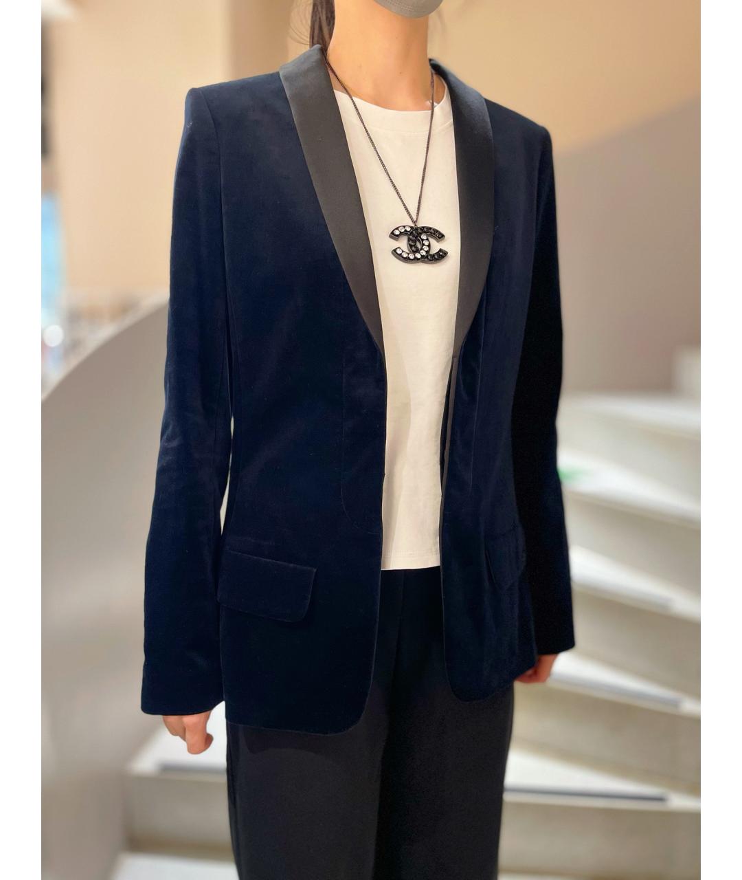 CHANEL Темно-синий хлопковый жакет/пиджак, фото 4