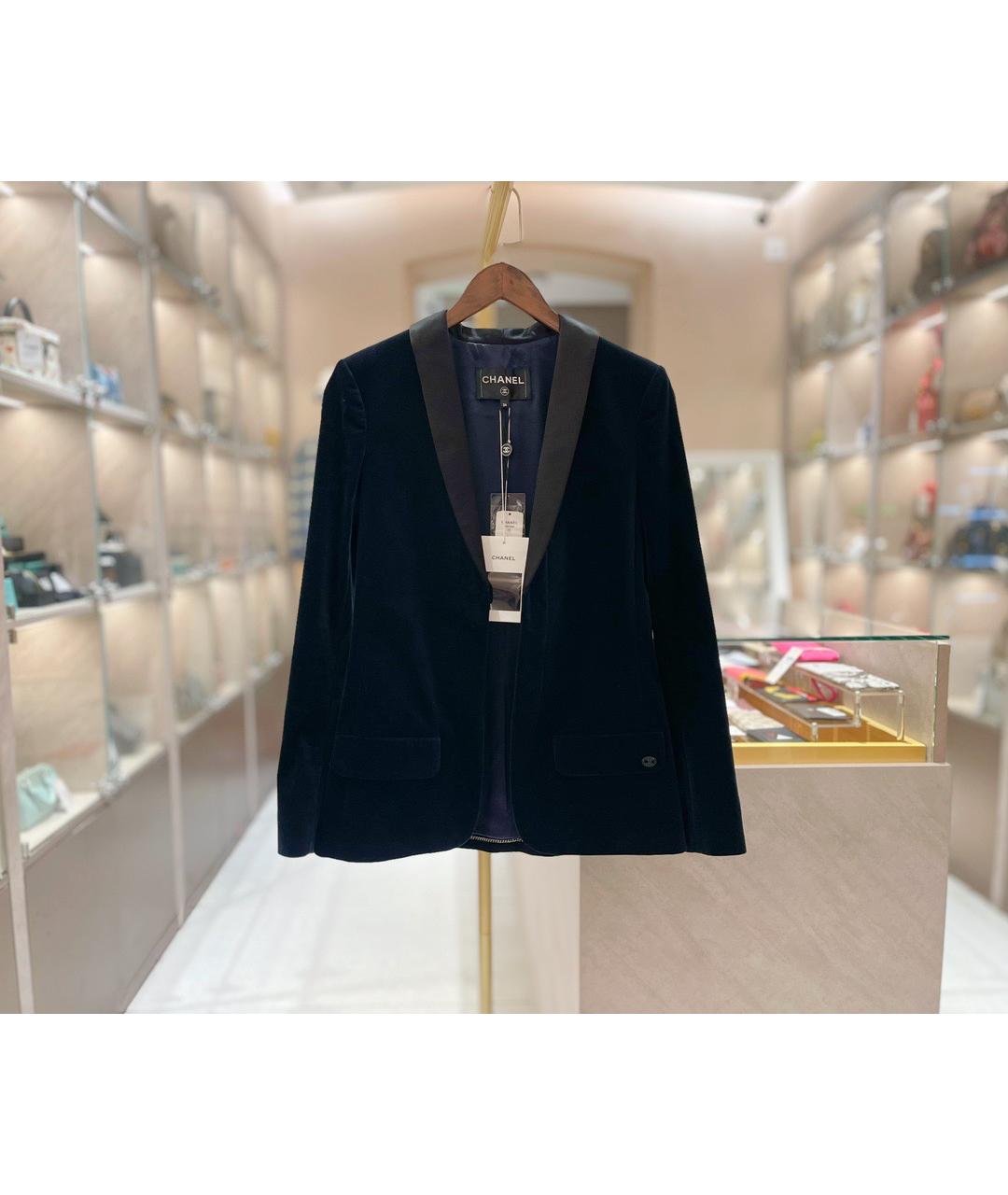 CHANEL Темно-синий хлопковый жакет/пиджак, фото 5