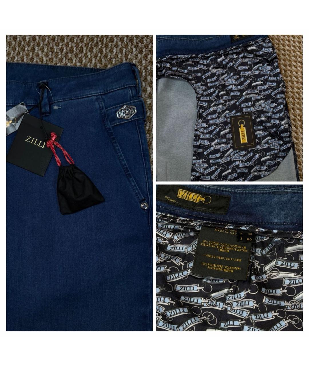ZILLI Синие хлопко-эластановые джинсы, фото 6