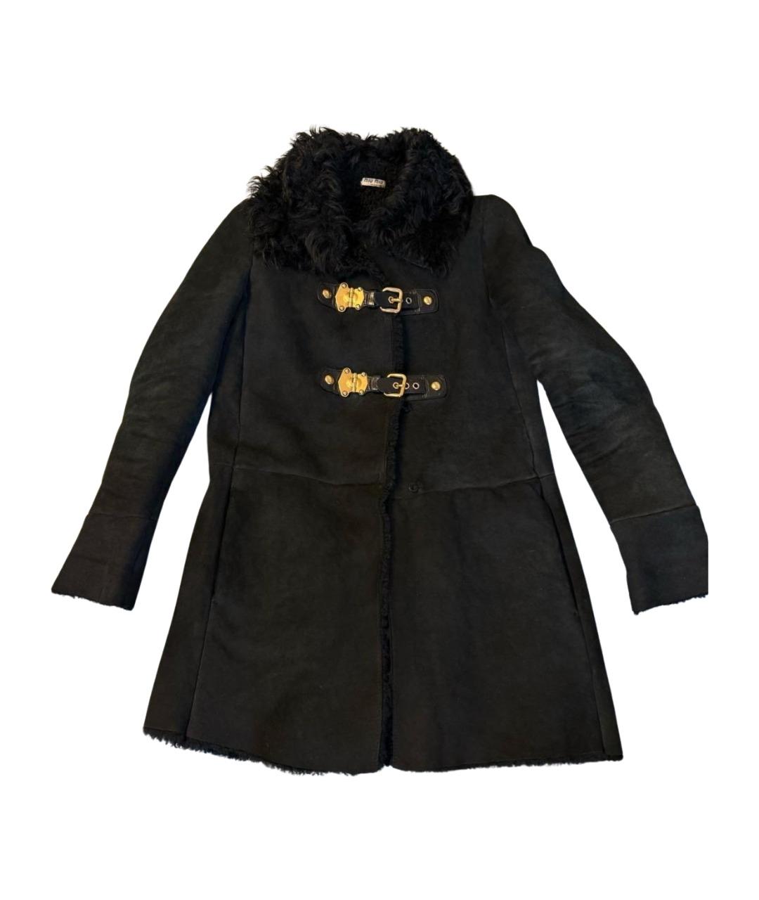 MIU MIU Черная меховая дубленка, фото 1