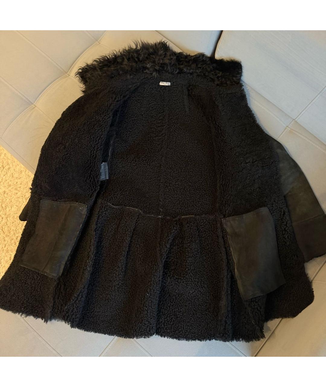 MIU MIU Черная меховая дубленка, фото 2