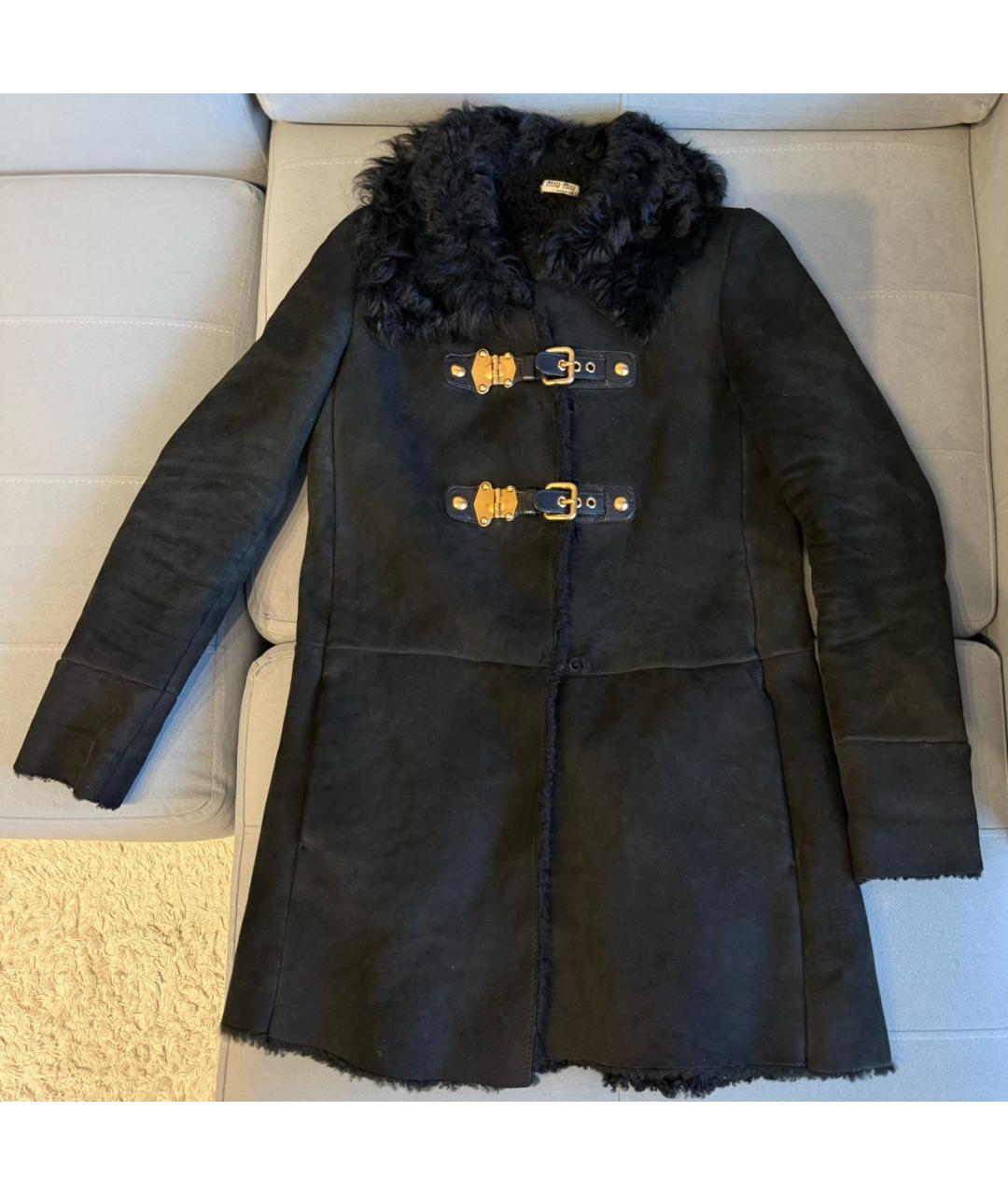 MIU MIU Черная меховая дубленка, фото 8