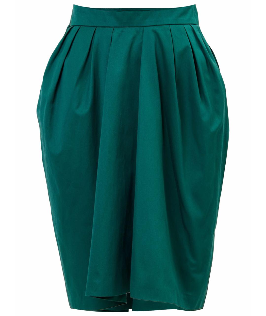 SAINT LAURENT Зеленая хлопковая юбка миди, фото 1