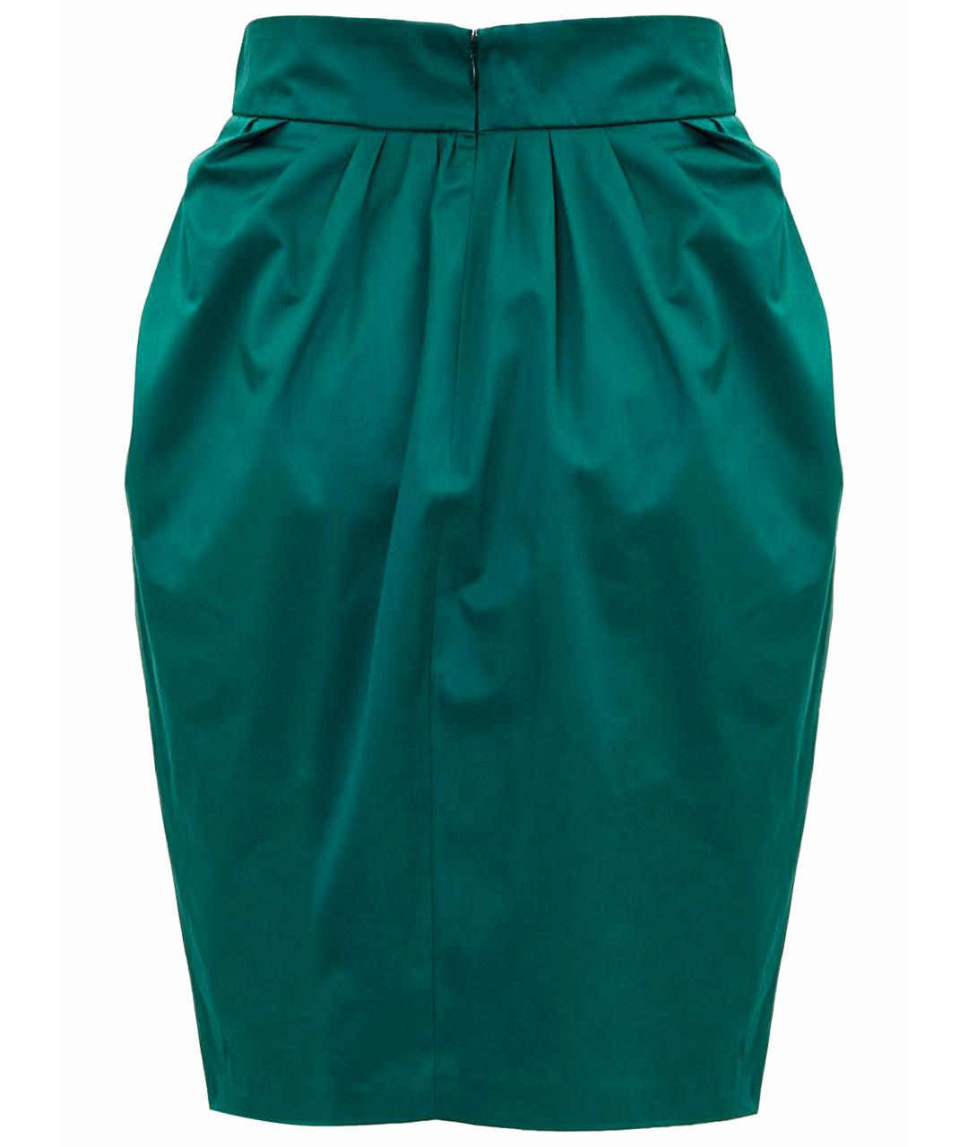 SAINT LAURENT Зеленая хлопковая юбка миди, фото 8