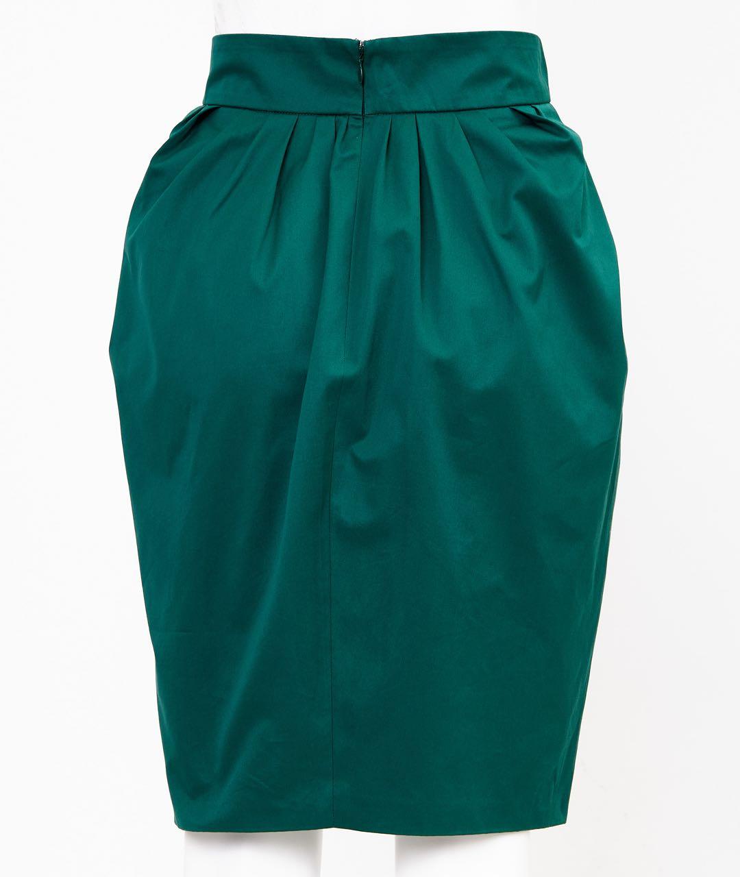 SAINT LAURENT Зеленая хлопковая юбка миди, фото 2