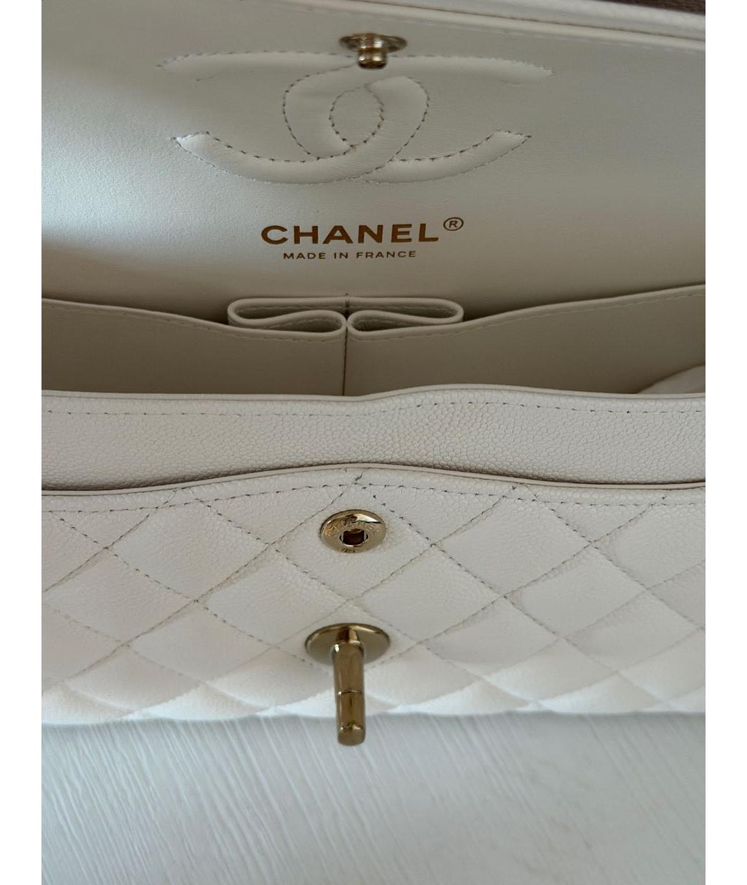 CHANEL Белая кожаная сумка через плечо, фото 4