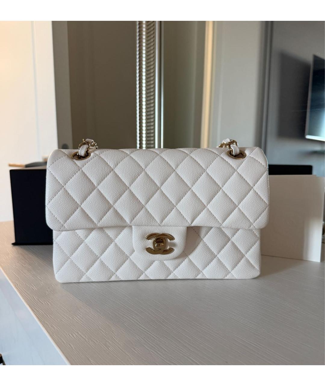 CHANEL Белая кожаная сумка через плечо, фото 8