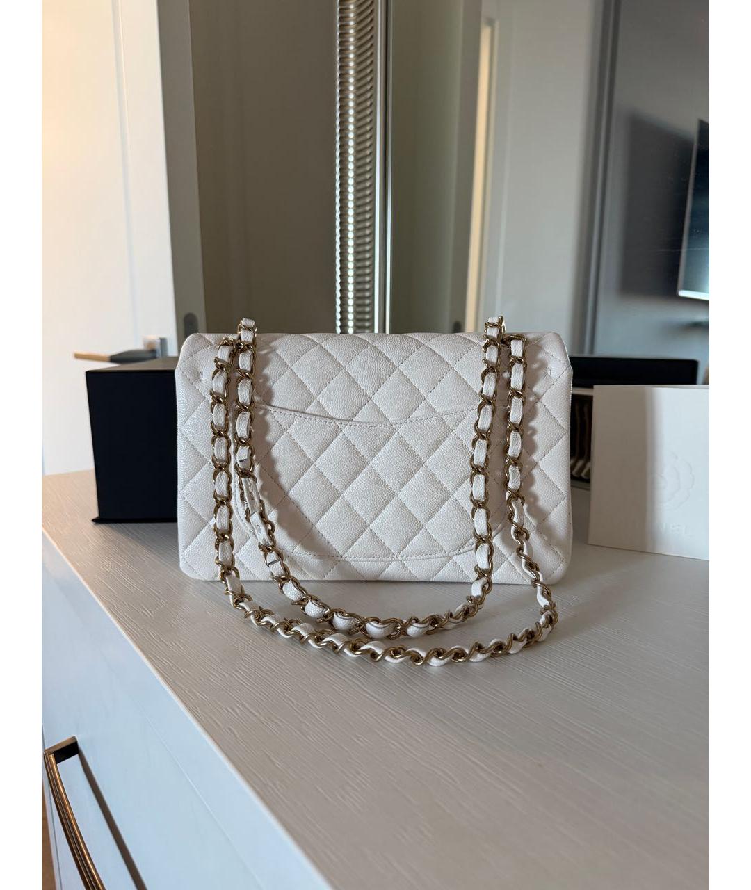 CHANEL Белая кожаная сумка через плечо, фото 3