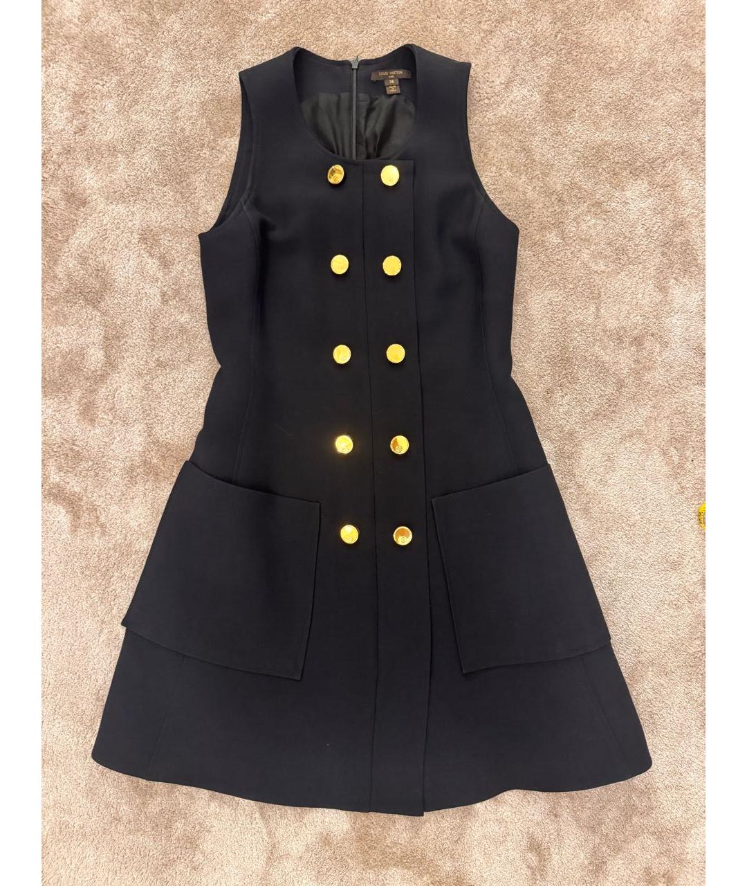 LOUIS VUITTON Черное шерстяное коктейльное платье, фото 8