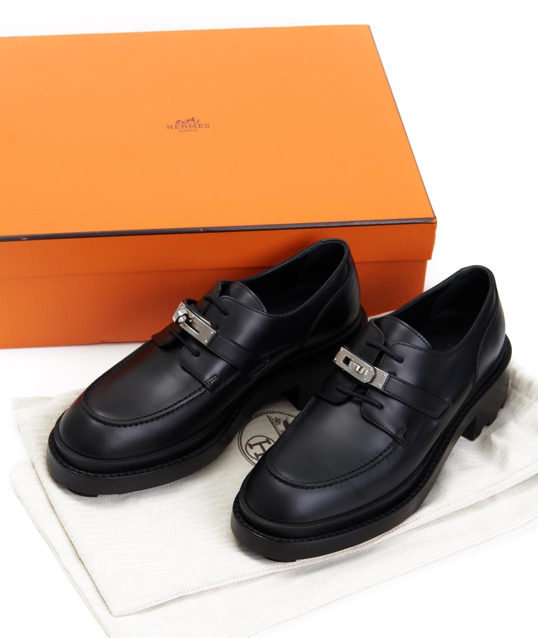 HERMES Черные кожаные ботинки, фото 8