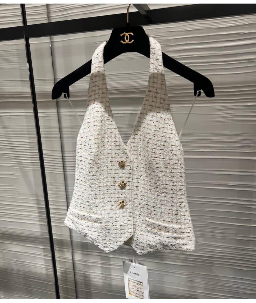 CHANEL Белый твидовый жилет, фото 4
