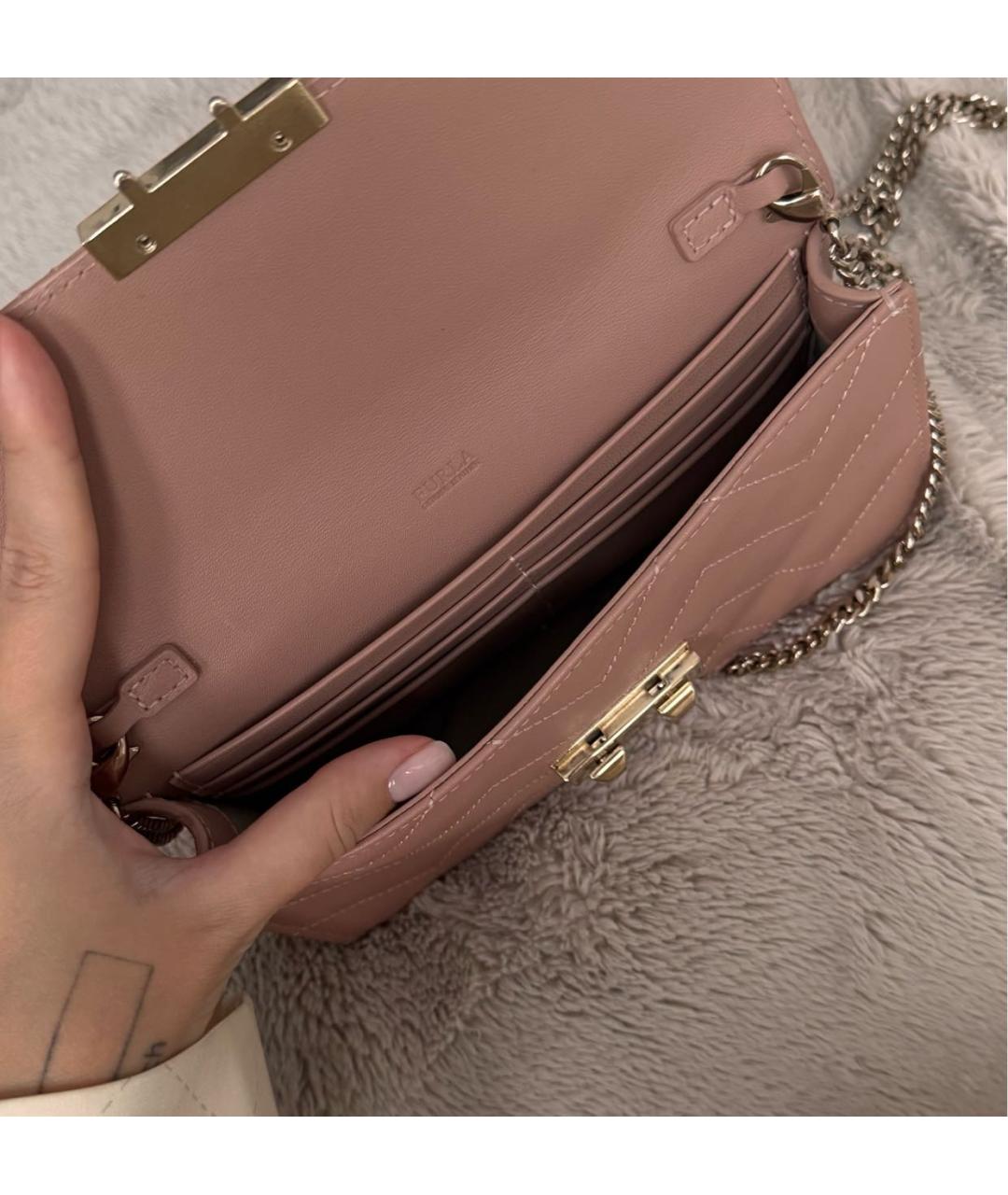 FURLA Розовая кожаная сумка через плечо, фото 4