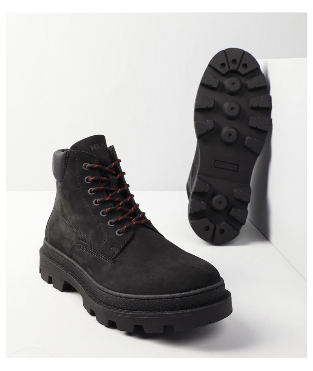 HUGO BOSS Черные нубуковые высокие ботинки, фото 2