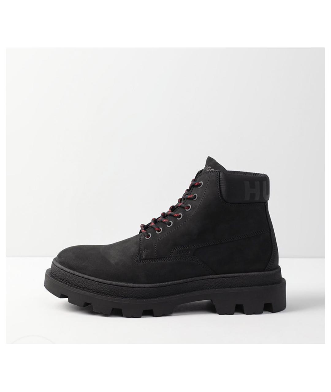 HUGO BOSS Черные нубуковые высокие ботинки, фото 7