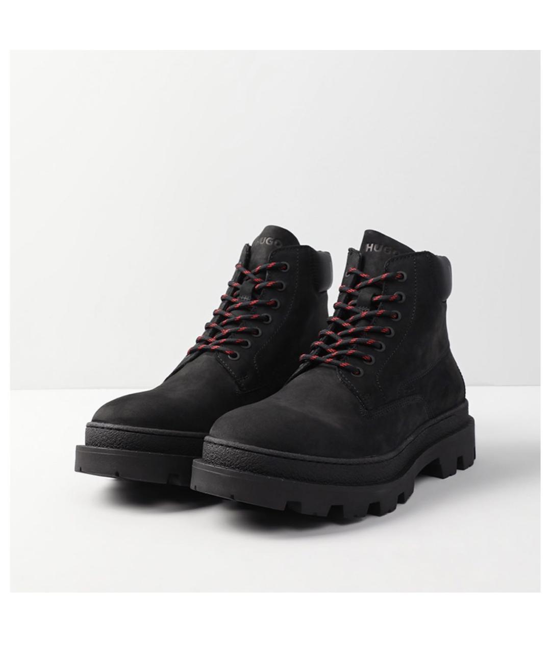 HUGO BOSS Черные нубуковые высокие ботинки, фото 4